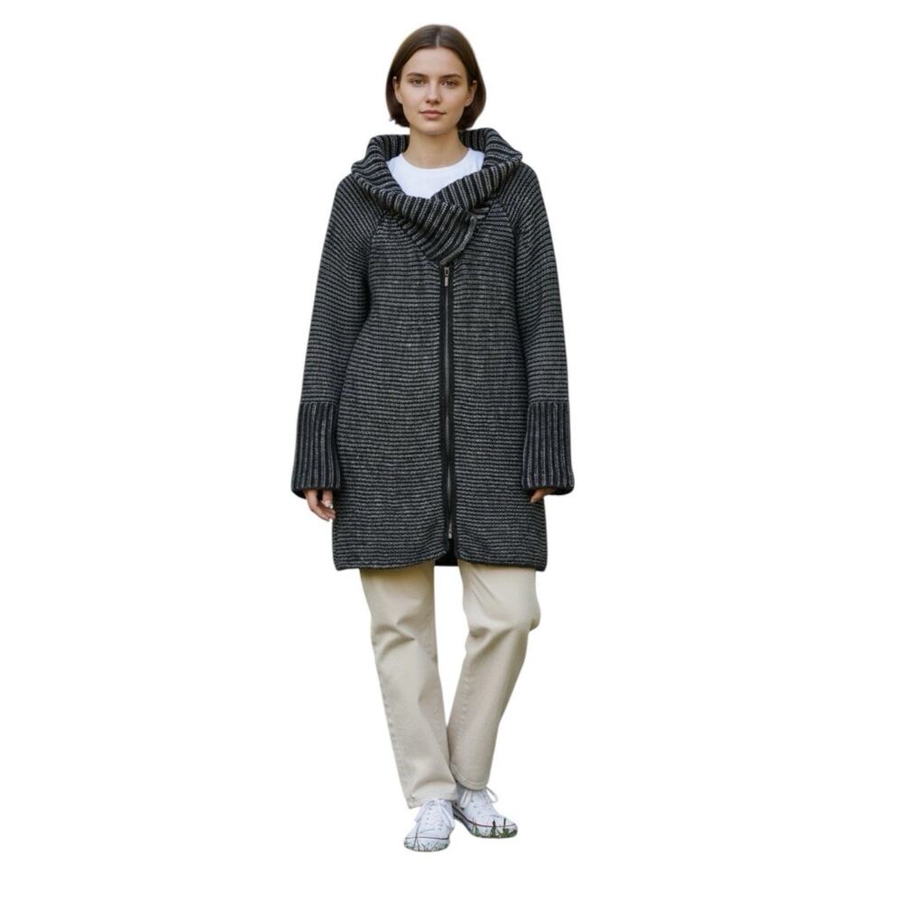 Elisabetta Collection Zip Cardigan Sweater Gray Wool Alpaca Blend Italy L